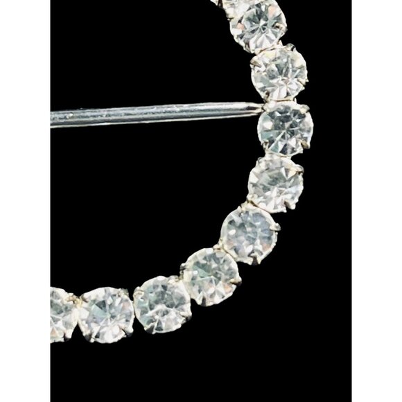 Vintage Silver Tone With Large Clear Rhinestones Sash Buckle (5262) - Picture 4 of 6